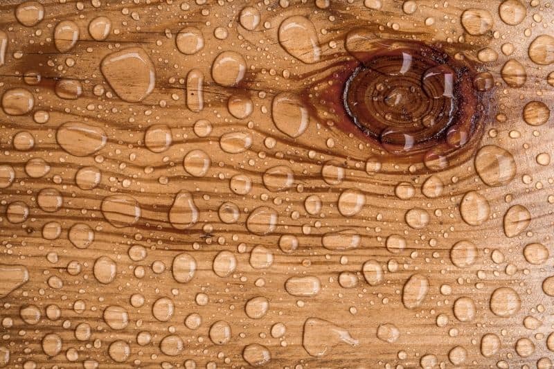 water drops on wood