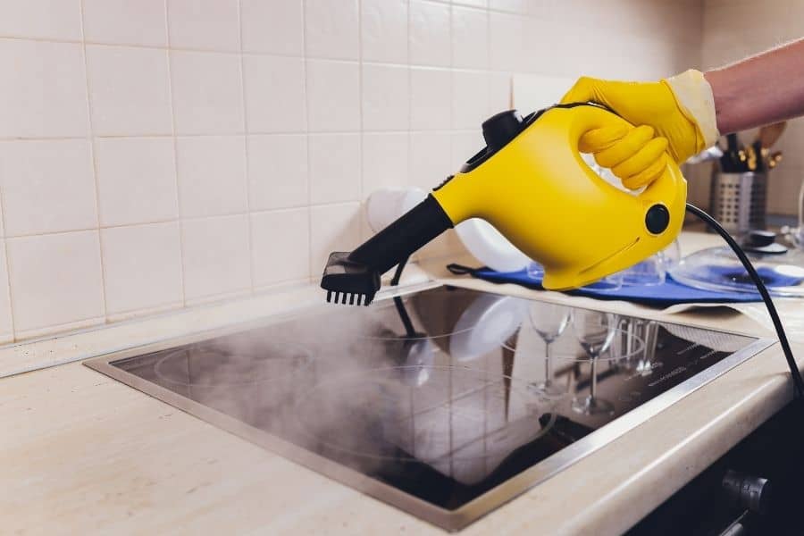 steam cleaning kitchen hob