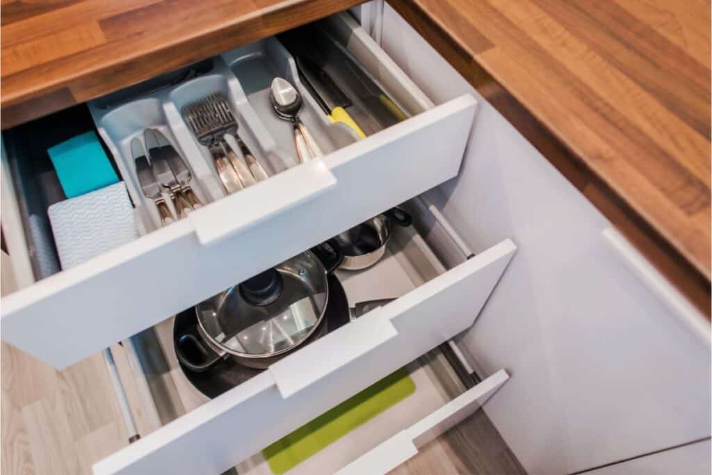 bulky items in lower cabinet