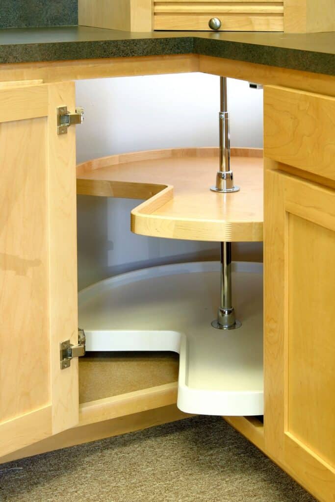 lazy susan in corner cabinet