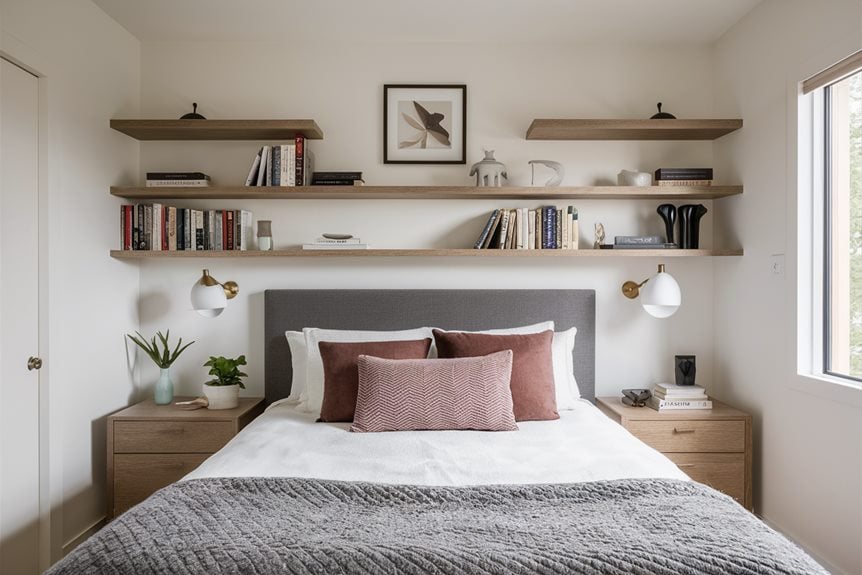 maximize headboard space with shelves