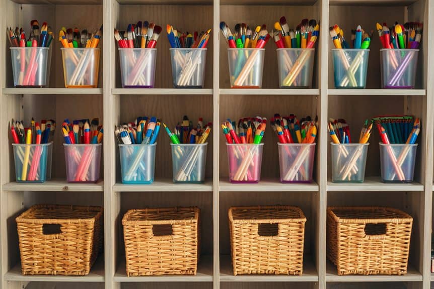 organize neatly art supplies