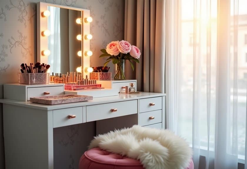 makeup vanity organization ideas