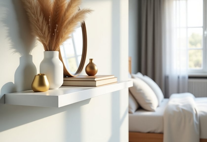 stylish bedroom shelf organization