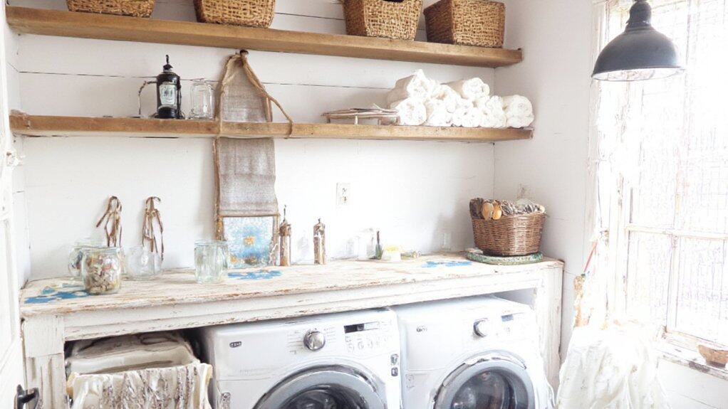 cozy farmhouse laundry organization