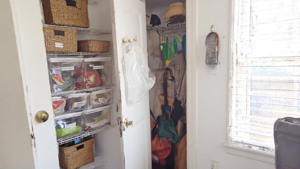 crowded hall closet organization