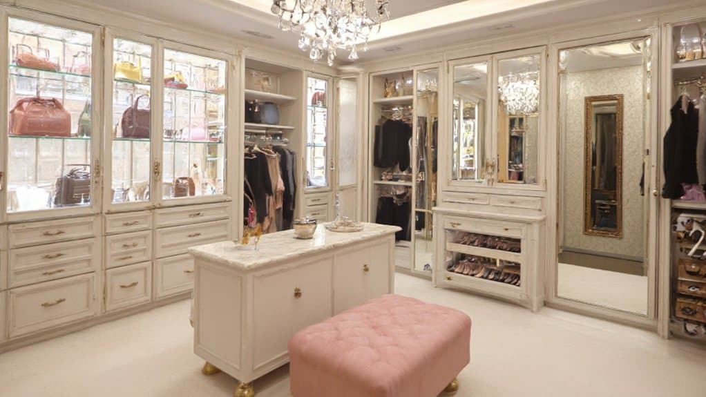 luxurious walk in closet organization