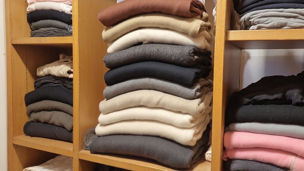 neatly organized sweater storage