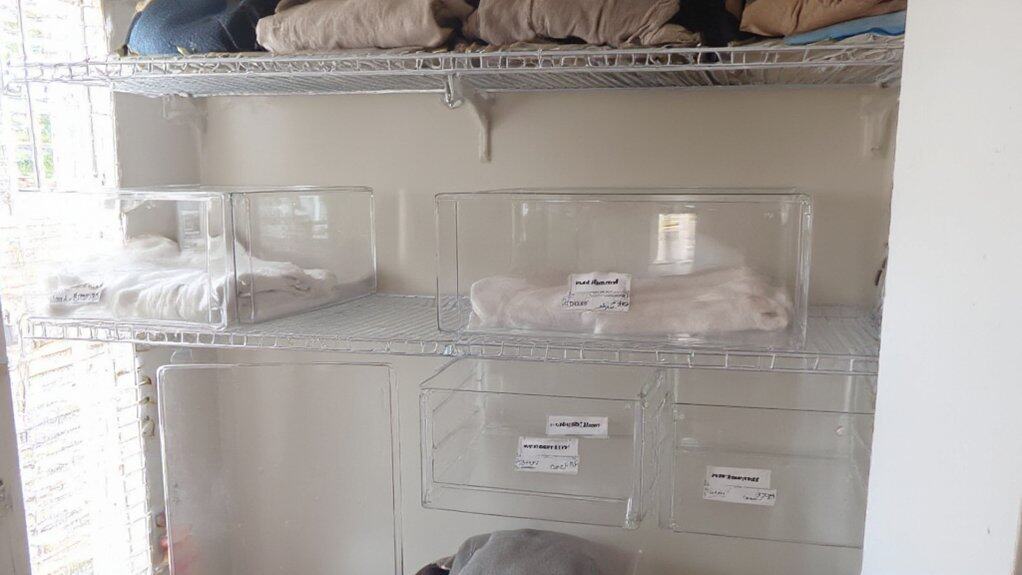 organized labeled shelf dividers