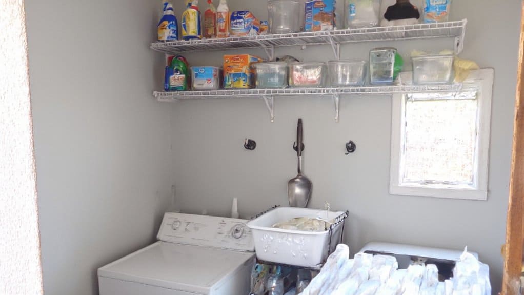 organizing laundry room supplies