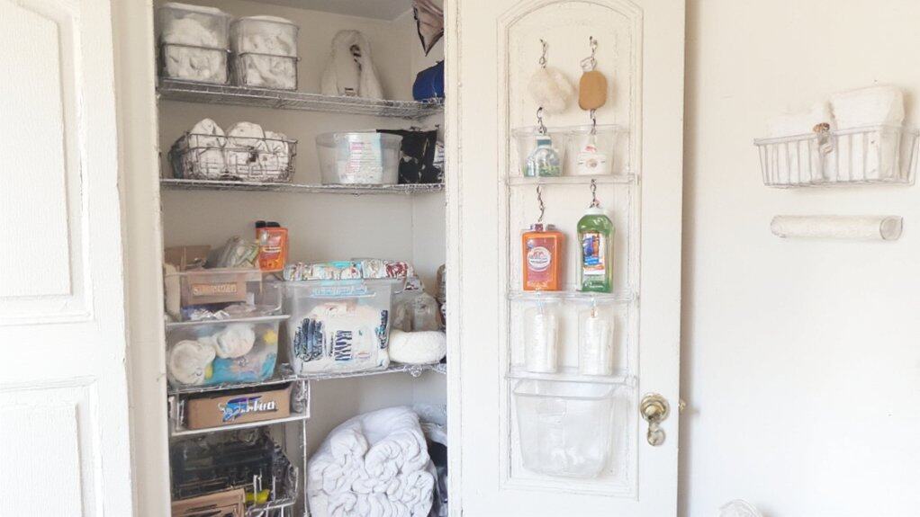 small bathroom closet organization