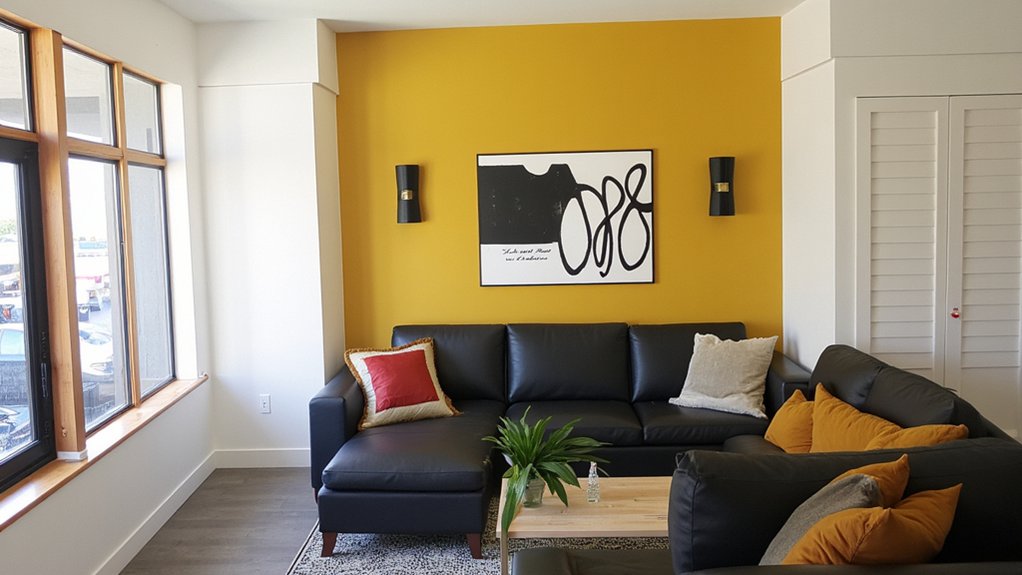 bold mustard accent wall