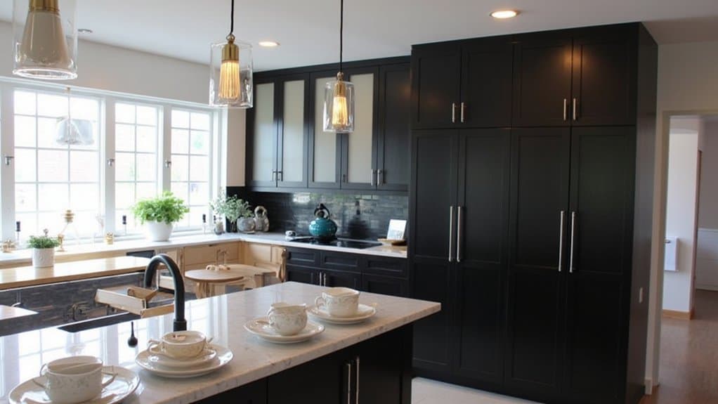 chic black cabinetry installation
