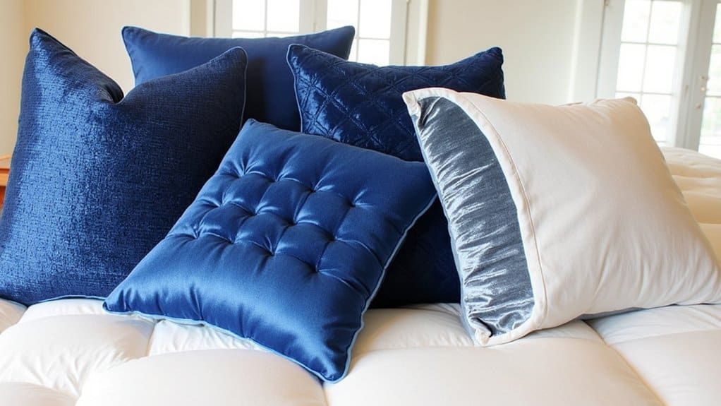 cozy blue pillow arrangement