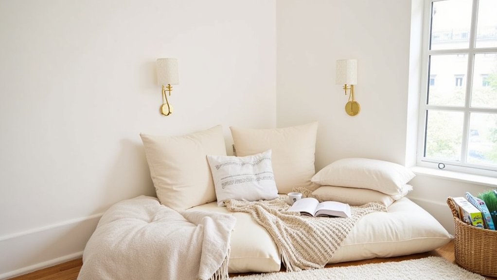 cozy floor level reading nook