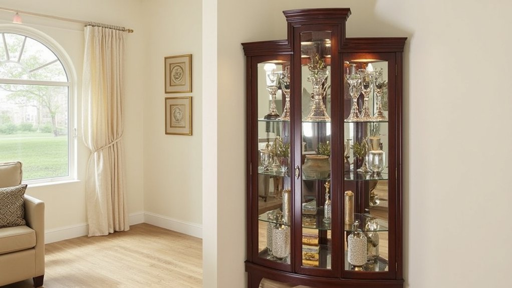 elegant corner display cabinet