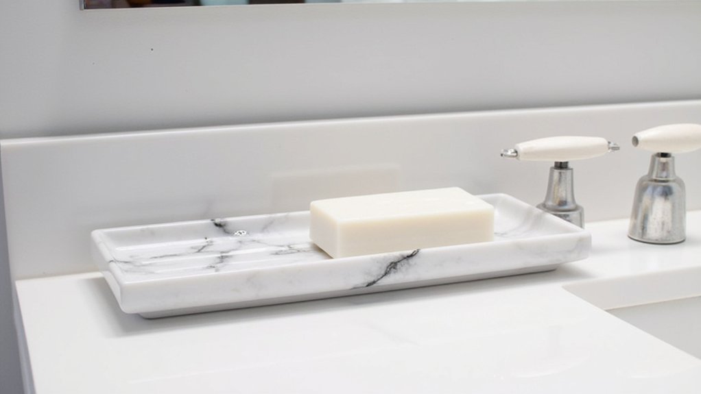 10 Stylish Soap & Dispenser Designs That Add Character to a Guest Bathroom 4 elegant durable easy care tray