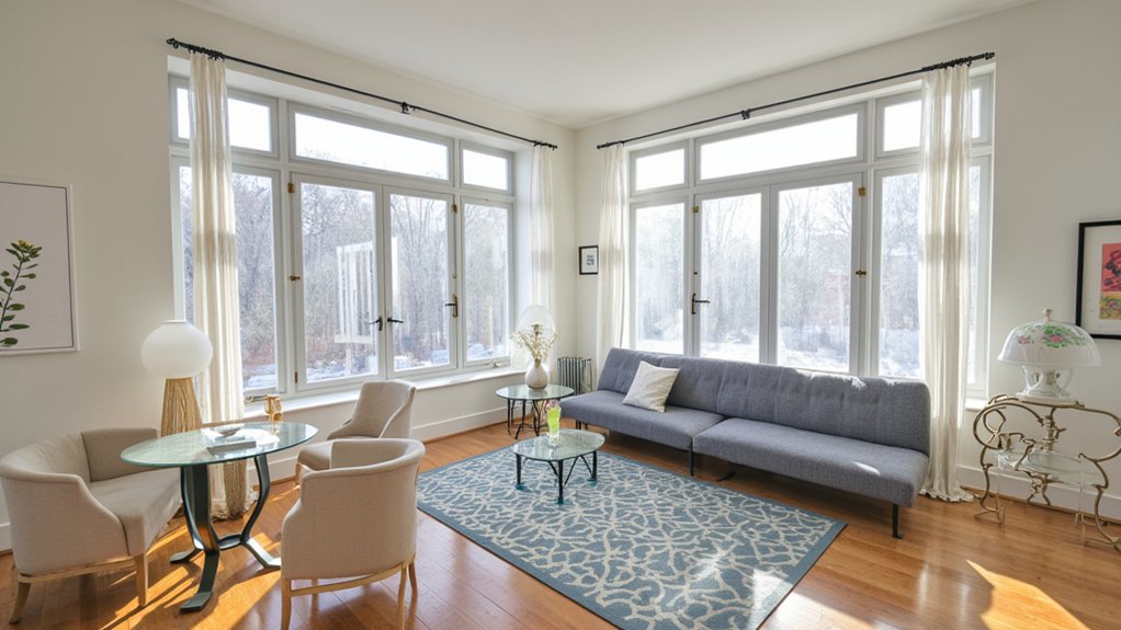 floating seating by windows