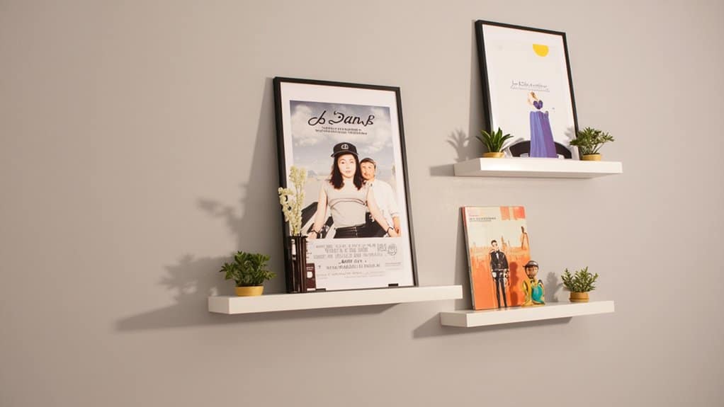 floating shelf poster display
