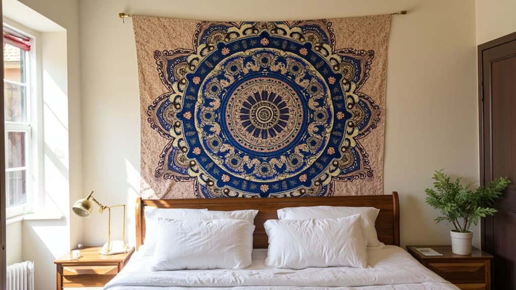 hang colorful tapestry art