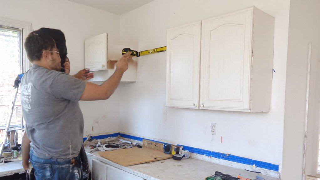 hang upper kitchen cabinets