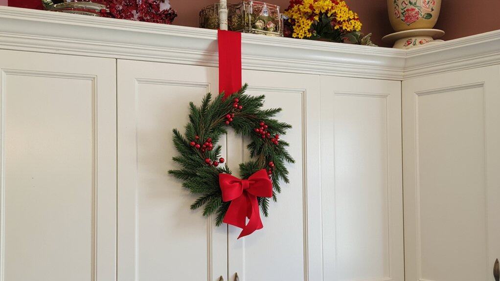 hanging wreaths on cabinets