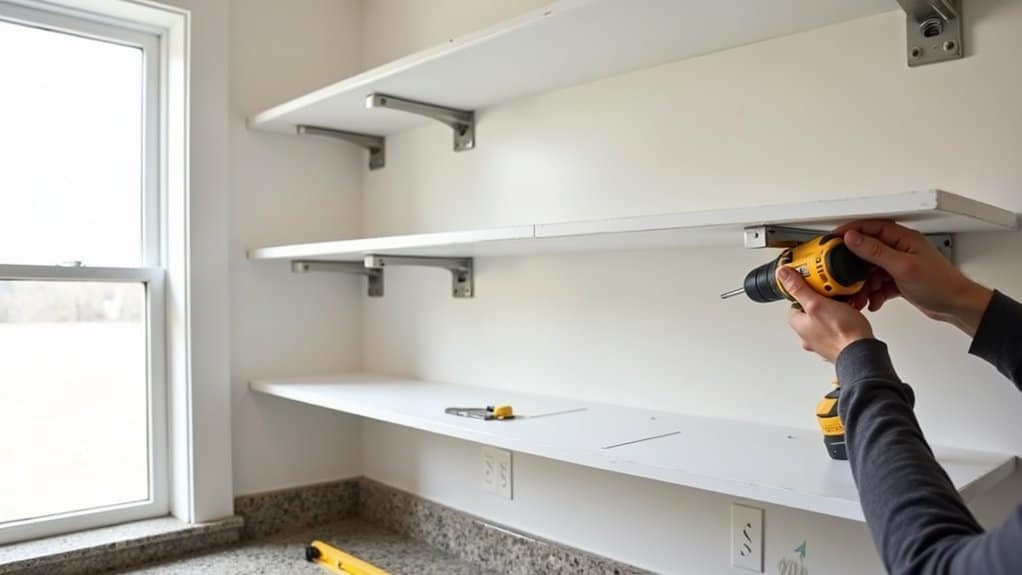 install floating kitchen shelves