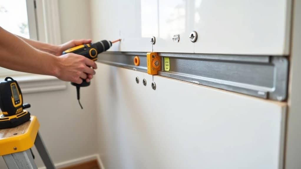 install secure cabinet rails