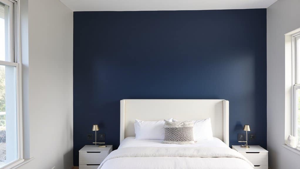 navy blue accent wall