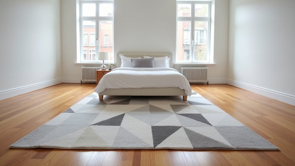 perfectly placed bedroom rug