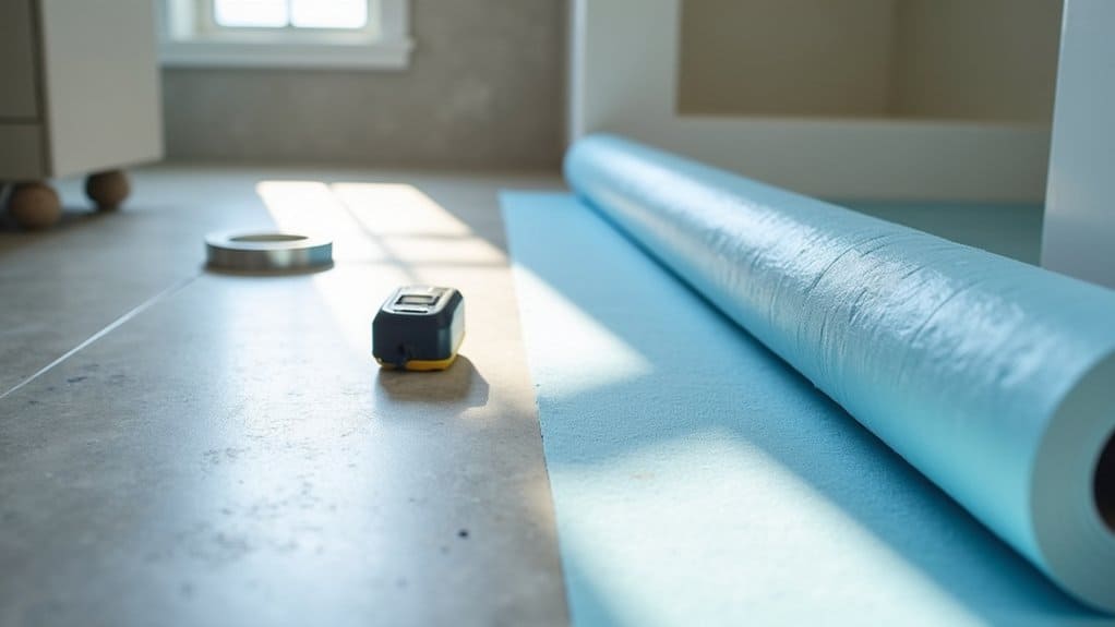 prepare bathroom floor underlayment