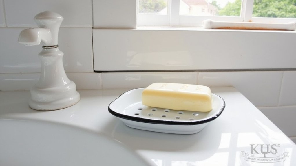 10 Stylish Soap & Dispenser Designs That Add Character to a Guest Bathroom 10 retro enamel soap dish