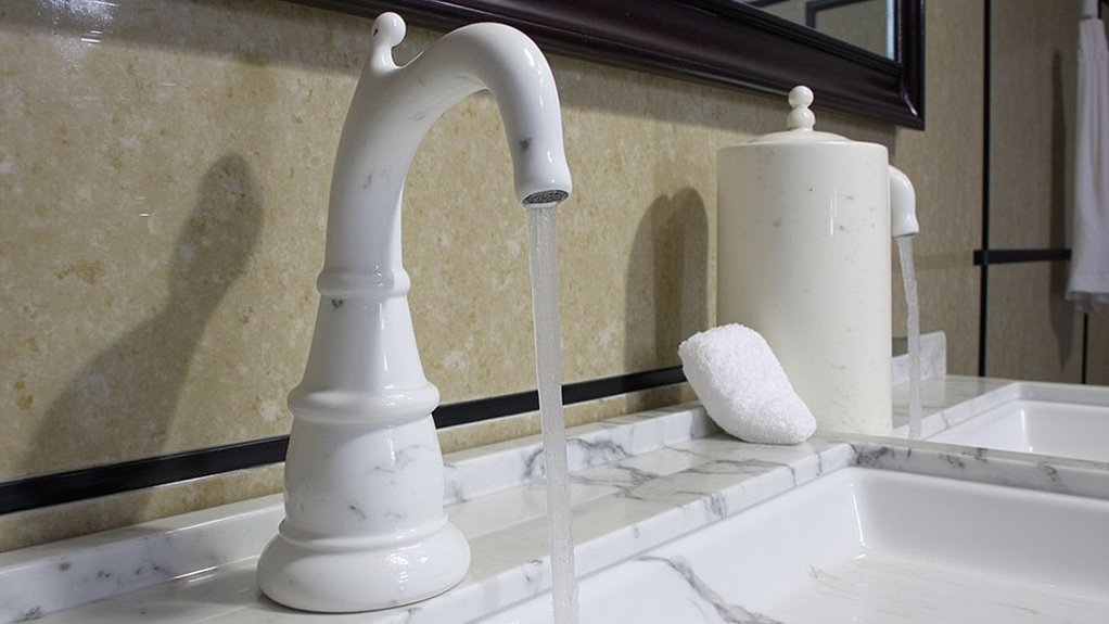 sculpted marble faucet elegance