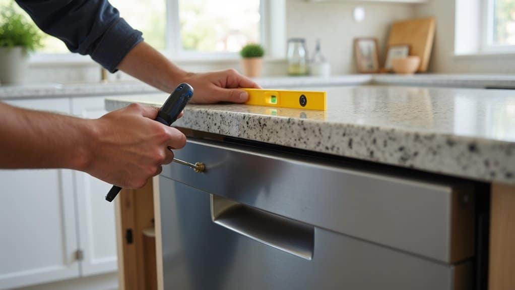 secure dishwasher with brackets