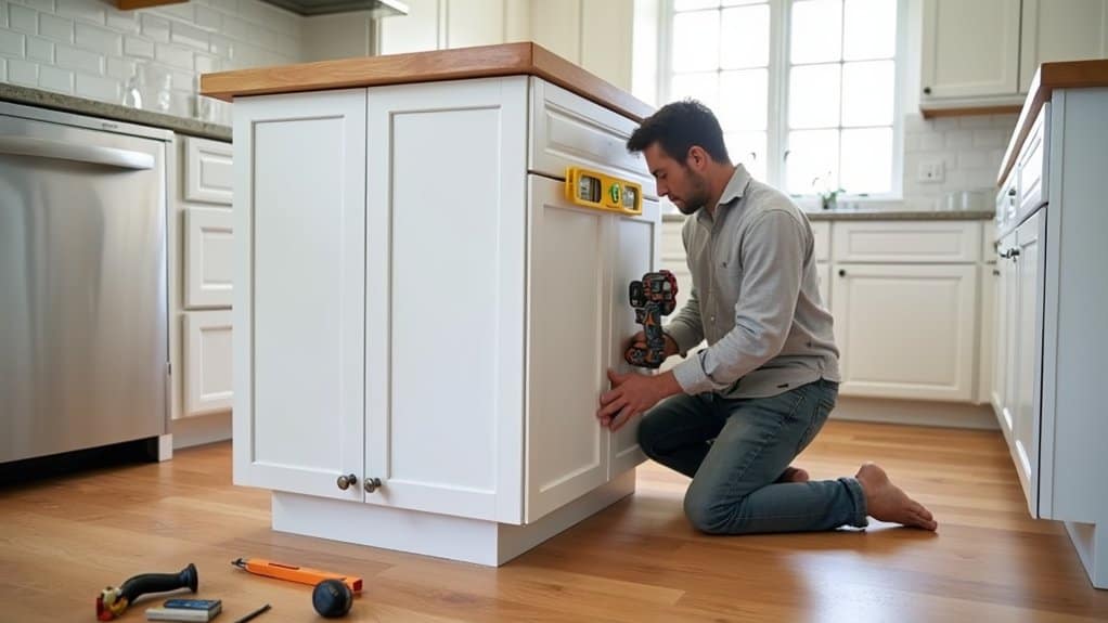 secure kitchen island foundation