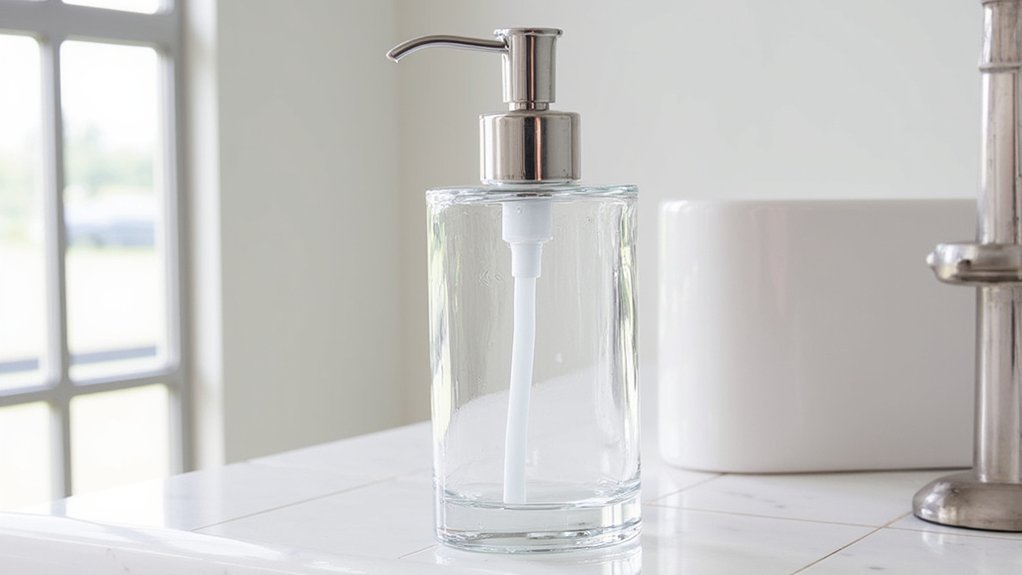 10 Stylish Soap & Dispenser Designs That Add Character to a Guest Bathroom 5 sleek glass soap dispenser