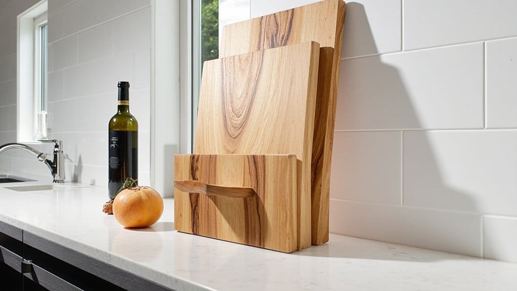 stylish functional cutting board storage