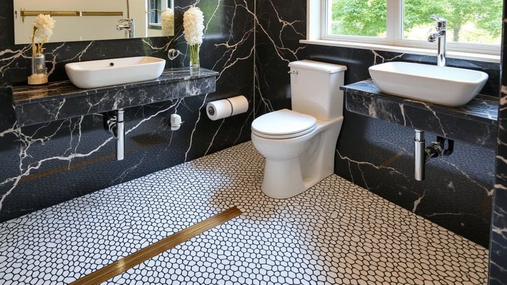 stylish powder room flooring