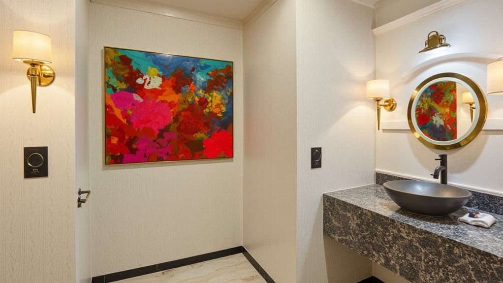 unique artwork for powder rooms