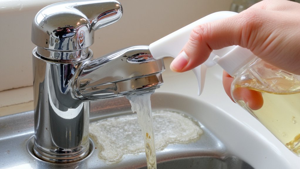 vinegar dissolves mineral deposits