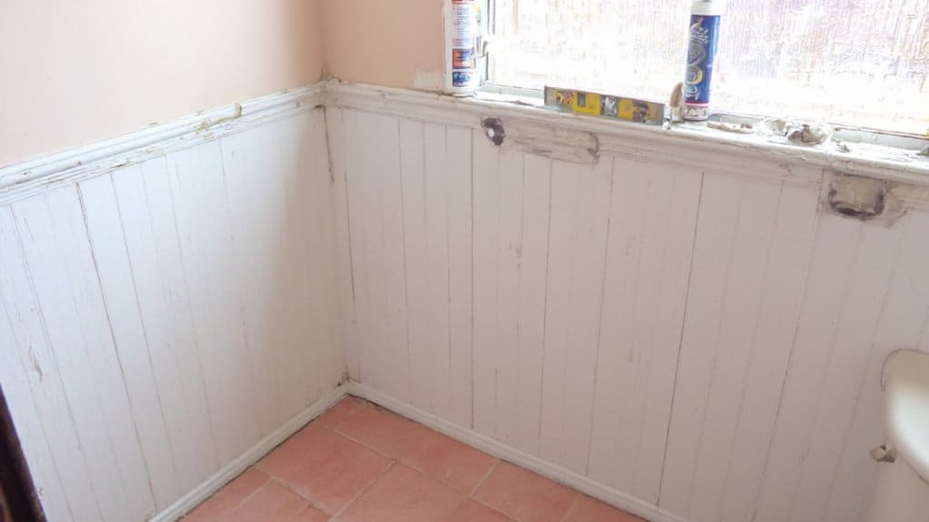 wainscoting over bathroom tile