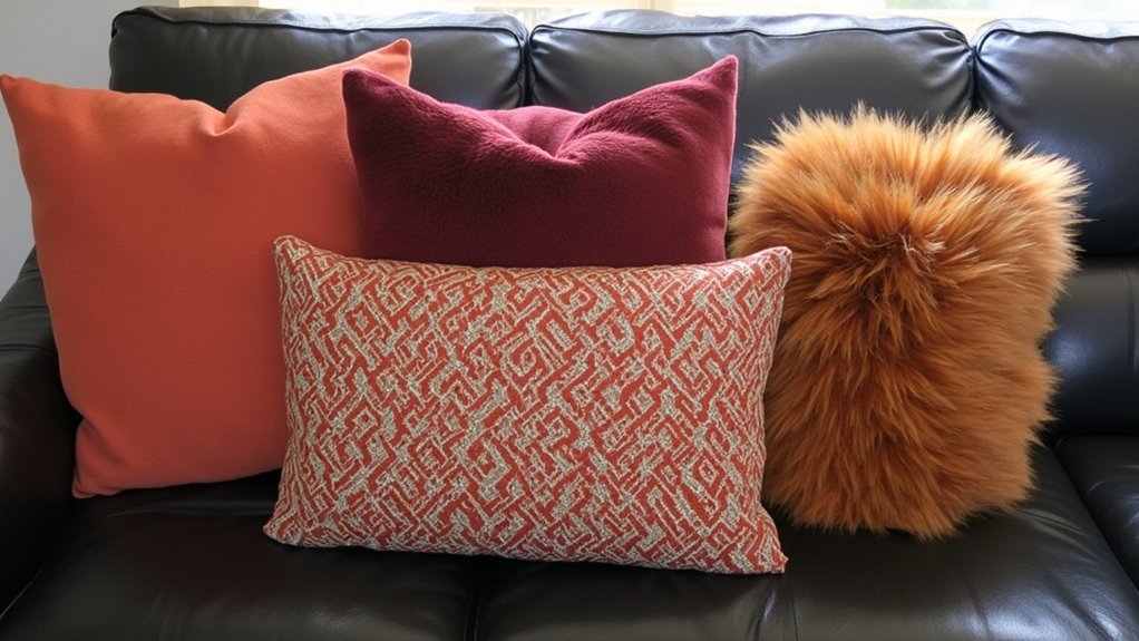 warm toned textured throw pillows