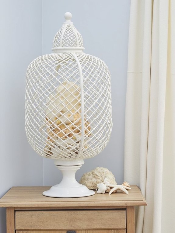 coastal shell lantern decor