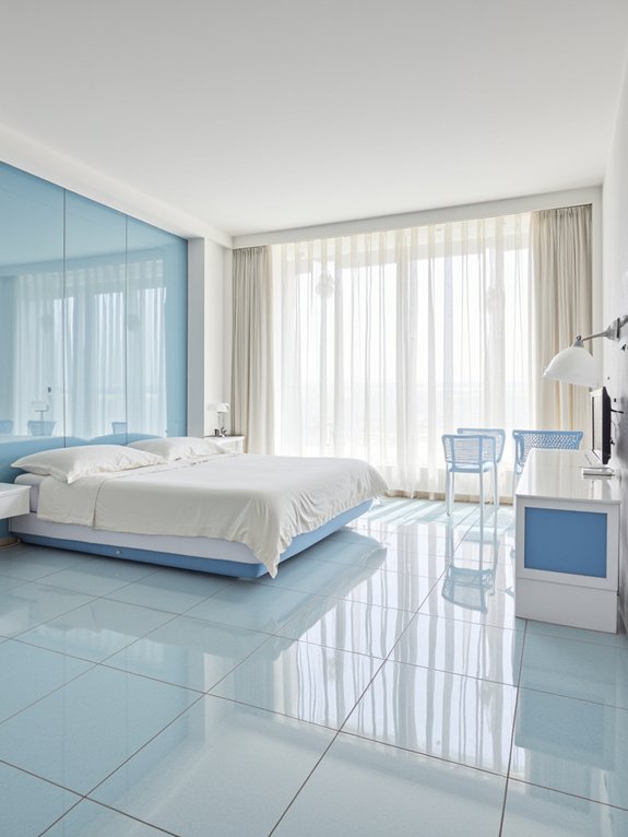 15 Light Blue Bedroom Ideas for a Fresh and Airy Look 2 elegant herringbone tile flooring