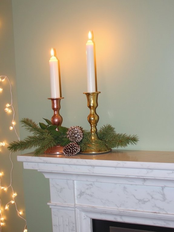 15 Modern Christmas Decor Ideas for A Cozy Holiday Home 6 glittery vintage candlestick decor