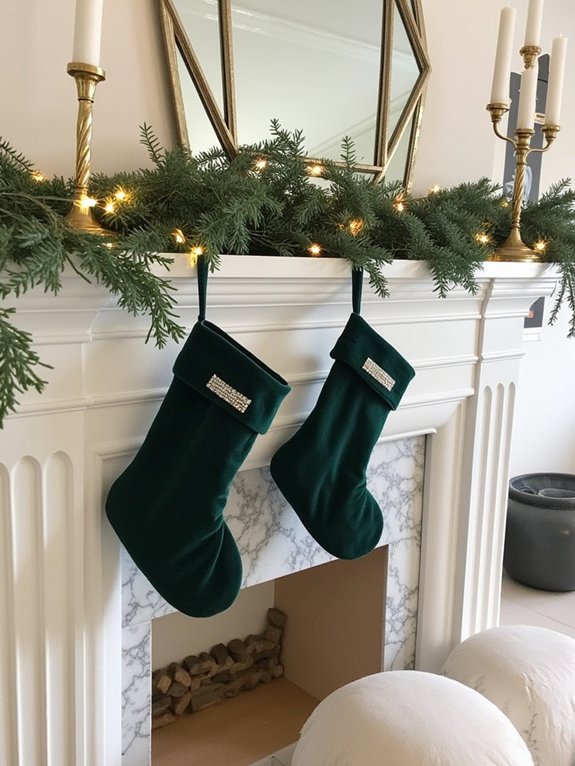 15 Modern Christmas Decor Ideas for A Cozy Holiday Home 2 luxurious jeweled velvet stockings