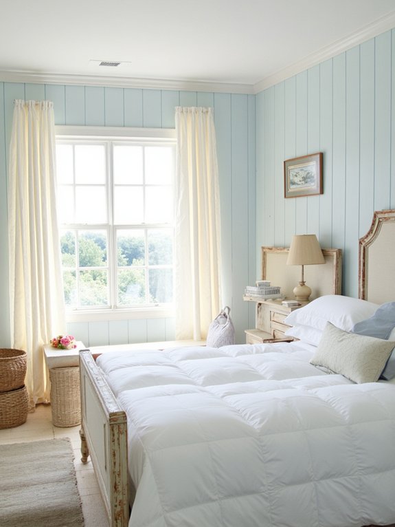 15 Light Blue Bedroom Ideas for a Fresh and Airy Look 3 rustic vintage beadboard wall